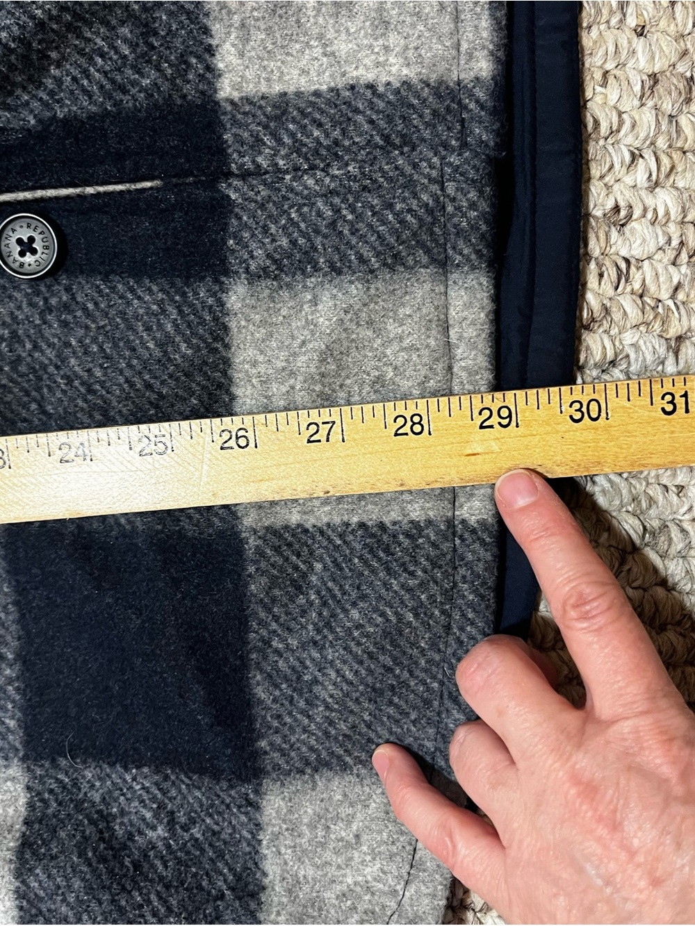 Men's Navy and Gray Plaid Button-Up Jacket Banana Republic size large - Picture 6 of 10